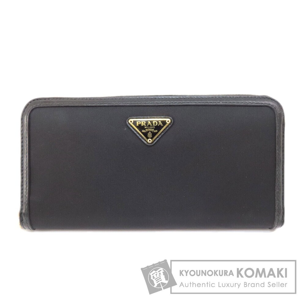 Prada Logo Plate Long Wallet Nylon